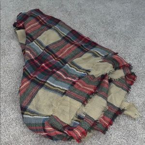 Plaid blanket scarf